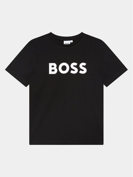 Boss T-Shirt J25P24 M Czarny Regular Fit. Czarne t-shirty dla chłopców Boss, bez wzorów, z bawełny, bez ramiączek. Za 169.99 zł.