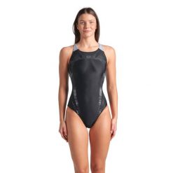 Damski kostium kąpielowy 1-częściowy Arena Spider Web V. Czarne kostiumy jednoczęściowe damskie Arena, l, bez wzorów, z materiału, eleganckie, na fitness i siłownię. Za 207.70 zł.