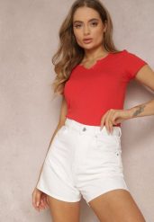Czerwony T-shirt Amarhyse. Czerwone bluzki damskie Renee, l, z aplikacjami, z bawełny, bez kołnierzyka. Za 24.99 zł.