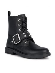 Geox Botki Jr Eclair J369QD 000BU C9999 D Czarny. Czarne botki dziewczęce Geox, ze skóry, bez zapięcia. Za 359.99 zł.
