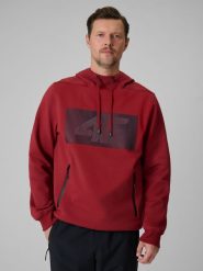 4F Bluza dresowa regular z kapturem męska - czerwona XXL. Czerwone bluzy męskie 4f, m, bez wzorów, z bawełny, z kapturem. Za 199.99 zł.
