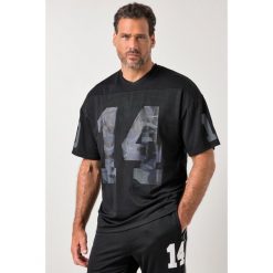 Męska Koszulka siateczkowa fitness rękaw 1/2 oversize nadruki moro. Czarne koszulki sportowe męskie JAY-PI, m, bez wzorów, z materiału, bez kołnierzyka, bez ramiączek, na fitness i siłownię. Za 139.99 zł.