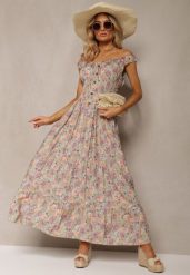 Jasnozielona Kwiecista Sukienka Rozkloszowana z Bawełny na Ramiączkach Kalassia. Zielone sukienki damskie Renee, na co dzień, l, bez wzorów, z bawełny, eleganckie, bez kołnierzyka, bez ramiączek, maxi, rozkloszowane. Za 79.99 zł.