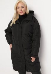 Czarna Pikowana Kurtka z Kapturem Fariana. Czarne kurtki damskie Born2be, xl, bez wzorów, z kapturem. Za 299.99 zł.