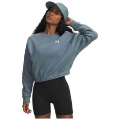 Bluza Damska UA Rival Fleece Piped Crew 6007035-587. Niebieskie bluzy damskie Under Armour, bez wzorów, bez kaptura. Za 129.99 zł.