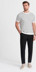 Ombre Męskie spodnie chino z gumką w pasie SLIM FIT - czarne V3 OM-PACP-0158 XL. Czarne spodnie materiałowe męskie Ombre, m, bez wzorów. Za 219.99 zł.