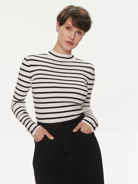 Morgan Sweter 241-MAG Biały Slim Fit. Białe swetry damskie Morgan, m, bez wzorów, z wiskozy, bez kołnierzyka, bez ramiączek, bez kaptura. Za 189.99 zł.