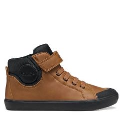 Sneakersy Geox. Brązowe trampki i tenisówki chłopięce Geox, bez wzorów, bez zapięcia. Za 224.99 zł.