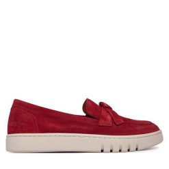 Półbuty Josef Seibel. Czerwone półbuty damskie Josef Seibel, bez wzorów, bez obcasa, na płaskiej podeszwie, bez zapięcia. Za 439.99 zł.