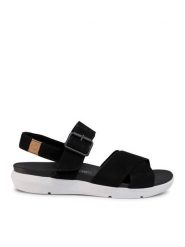 Timberland Sandały Wilesport Lthr Sandal TB0A27T60151 Czarny. Czarne sandały damskie Timberland, bez wzorów, z nubiku, bez obcasa, na płaskiej podeszwie, bez zapięcia. Za 239.99 zł.