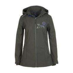 Damska kurtka softshellowa Peak Mountain Amont. Zielone kurtki sportowe damskie Peak Mountain, s, bez wzorów, bez kaptura, trekkingowe. W wyprzedaży za 446.50 zł.