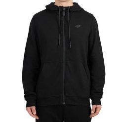Bluza męska 4F z wysokim kołnierzem. Czarne bluzy męskie 4f, m, bez wzorów, z bawełny, bez kaptura. Za 120.99 zł.