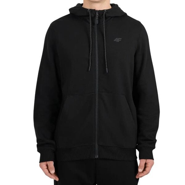 Bluza męska 4F z wysokim kołnierzem. Czarne bluzy męskie 4f, m, bez wzorów, z bawełny, bez kaptura. Za 120.99 zł.