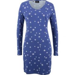 Sukienka shirtowa z dekoltem w serek bonprix szafirowy z nadrukiem. Niebieskie sukienki damskie bonprix, z nadrukiem, z dekoltem w serek. Za 54.99 zł.