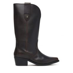 Kozaki Tommy Hilfiger. Brązowe kozaki damskie Tommy Hilfiger, bez obcasa, na słupku. Za 1,214.99 zł.