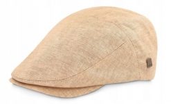 Lniany Męski Kaszkiet - Lekki i Przewiewny - Pako Jeans - Beżowy Melanż. Brązowe czapki i kapelusze męskie Pako Jeans, bez wzorów, z jeansu. Za 59.00 zł.