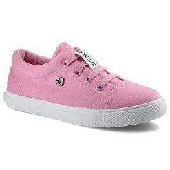 Różowe Trampki Big Star Dziecięce Modne Buty. Czerwone trampki i tenisówki dziewczęce Big Star, z aplikacjami, bez zapięcia. Za 99.99 zł.