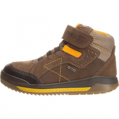 Sneakersy w kolorze jasnobrązowym. Brązowe trampki i tenisówki chłopięce marki Primigi, z gore-texu. W wyprzedaży za 195.95 zł.