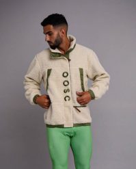 Kurtka polarowa Sherpa kremowa / khaki. Białe kurtki męskie OOSC, na lato, m, bez wzorów, z materiału, bez kaptura. Za 686.99 zł.
