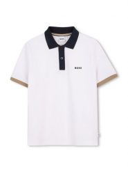 BOSS Polo J52955 D Biały Regular Fit. Białe t-shirty dla chłopców Boss, bez wzorów, z bawełny, bez ramiączek. Za 316.99 zł.