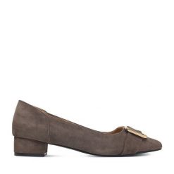 Czółenka Lasocki. Szare czółenka damskie Lasocki, bez wzorów, bez obcasa, bez zapięcia. Za 269.99 zł.