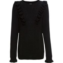 Sweter z falbanami bonprix czarny. Swetry damskie bonprix. Za 49.99 zł.