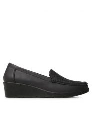 Clara Barson Półbuty HMD220352 Czarny. Czarne półbuty damskie Clara Barson, bez wzorów, ze skóry, bez obcasa, na koturnie, bez zapięcia. Za 89.99 zł.