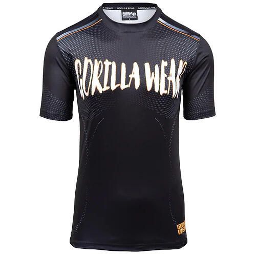 Clayton Koszulka - Czarny/Złoty. Żółte koszulki sportowe męskie GORILLA WEAR, bez wzorów, bez kołnierzyka, bez ramiączek, na fitness i siłownię. Za 191.00 zł.