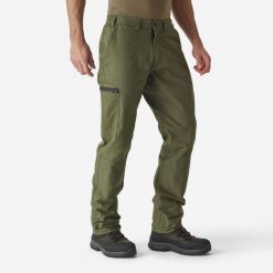 Spodnie Solognac Steppe 100. Brązowe spodnie sportowe męskie SOLOGNAC, l, bez wzorów, z bawełny, outdoorowe. Za 59.99 zł.