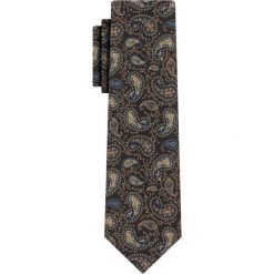 Krawat Męski, Brązowo-Beżowy Elegancki, Wzór Paisley, Łezki, 100% Bawełna, 7cm -EM Men's Access. Brązowe krawaty i muchy Em men's accessories, bez wzorów, z bawełny, eleganckie. Za 79.99 zł.