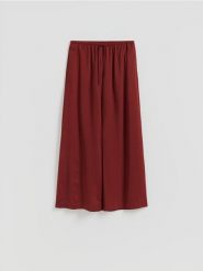 Spodnie z lyocellu - karminowy. Czerwone spodnie materiałowe damskie Reserved, l, bez wzorów, z lyocellu. Za 119.99 zł.