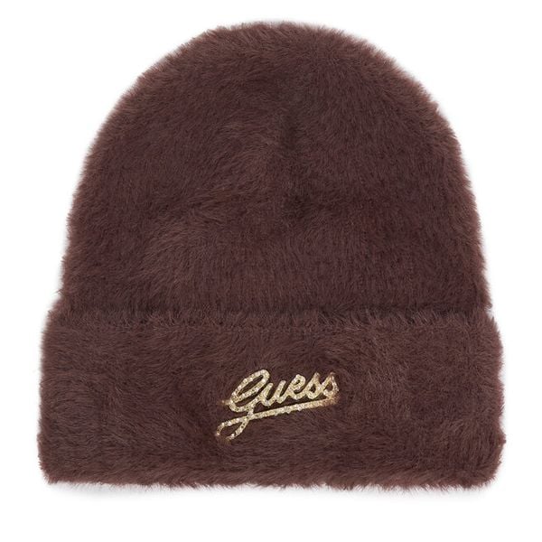 Czapka Guess. Brązowe czapki i kapelusze damskie Guess, na zimę, z aplikacjami. Za 154.99 zł.