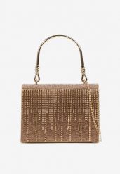 Szampańska Torebka Kopertówka Vices z Rączką Zdobiona Cyrkoniami Nemollia. Żółte kopertówki damskie Renee, z aplikacjami, eleganckie, na ramię, zdobione, bez dodatków. Za 79.99 zł.