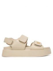 Tommy Hilfiger Sandały Leather Sporty Platform Sandal FW0FW09119 Beżowy. Brązowe obuwie sportowe damskie Tommy Hilfiger, bez wzorów, ze skóry, bez obcasa, na koturnie, bez zapięcia. Za 569.99 zł.