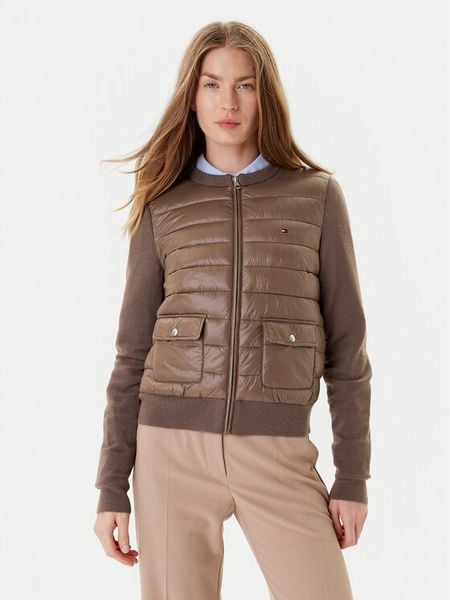 Tommy Hilfiger Kurtka bomber WW0WW46741 Brązowy Regular Fit. Brązowe kurtki damskie Tommy Hilfiger, s, bez wzorów, z syntetyku, bez kaptura. Za 1,099.00 zł.