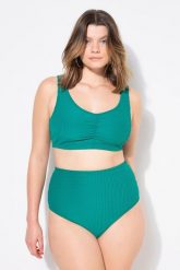 Damskie Figi od bikini figi wysoki stan fakturowany materiał. Zielone bikini damskie Ulla Popken, plus size, bez wzorów, plus size. Za 101.99 zł.