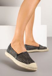 Czarne Espadryle z Siateczki na Plecionej Podeszwie Setolena. Czarne espadryle damskie Born2be, na lato, z aplikacjami, boho, bez obcasa, bez zapięcia. Za 84.99 zł.