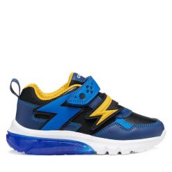 Sneakersy Geox. Niebieskie trampki i tenisówki chłopięce Geox, bez wzorów, bez zapięcia. Za 249.99 zł.