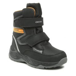 Śniegowce Geox. Szare buty zimowe chłopięce Geox, bez zapięcia. Za 389.99 zł.