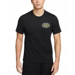 Koszulka sportowa męska Nike Dri-FIT. Czarne koszulki sportowe męskie Nike, m, bez wzorów, z bawełny, bez kołnierzyka, bez ramiączek, dri-fit (nike). Za 166.00 zł.