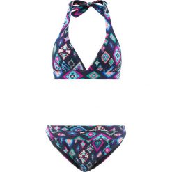 Bikini z trójkątnymi miseczkami (2 części) bonprix niebiesko-turkusowo-różowy wzorzysty. Bikini damskie marki NABAIJI. Za 37.99 zł.