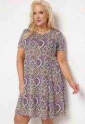 Fioletowa Sukienka Mini z Wiskozy o Rozkloszowanym Fasonie Boho Aiselle. Fioletowe sukienki damskie Born2be, na lato, l, bez wzorów, z wiskozy, boho, bez kołnierzyka, bez ramiączek, mini, rozkloszowane. Za 49.99 zł.