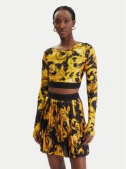 Versace Jeans Couture Bluzka 80HAH218 JS532 Czarny Slim Fit. Czarne bluzki damskie Versace Jeans Couture, bez wzorów, z jeansu, bez kołnierzyka, bez ramiączek. Za 859.99 zł.