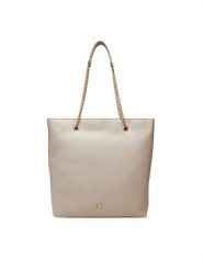 Calvin Klein Torebka Minimal Monogram Chain Tote LV04F3204G Beżowy. Brązowe torebki do ręki damskie Calvin Klein, bez wzorów, ze skóry, bez dodatków. Za 389.99 zł.