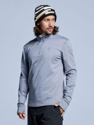 Bluza narciarska - Męska - Arctic 2.0 - Grey Melange. Szare bluzy męskie POEDERBAAS, na zimę, m, bez wzorów, z elastanu, bez kaptura. Za 177.72 zł.