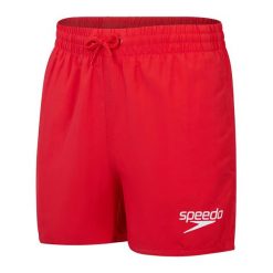 Spodenki szorty dla dzieci Speedo Essential. Czerwone kąpielówki dla chłopców Speedo, bez wzorów, z materiału, klasyczne. Za 79.99 zł.
