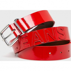 Tommy Jeans - Pasek. Czerwone paski damskie Tommy Jeans, w paski, z jeansu. Za 229.90 zł.