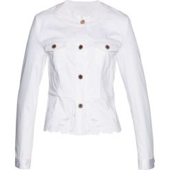 Kurtka Premium z haftem bonprix biały. Białe kurtki damskie bonprix, bez wzorów, bez kaptura. Za 239.99 zł.