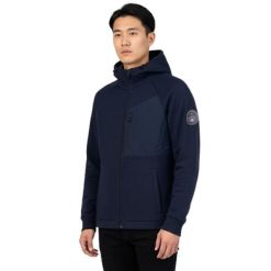 Bluza turystyczna męska Napapijri Bines. Niebieskie bluzy męskie Napapijri, m, bez wzorów, z bawełny, z kapturem. W wyprzedaży za 416.00 zł.