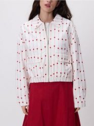 Kurtka w serca - biały. Białe kurtki damskie Reserved, l, bez wzorów, z bawełny, bez kaptura. Za 199.99 zł.